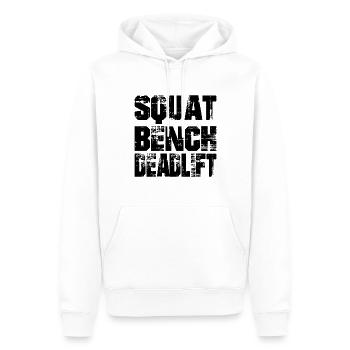 Banc de squat Soulevé de terre - Sweat à capuche Premium bio Homme - blanc - Devant - Nico (187cm)