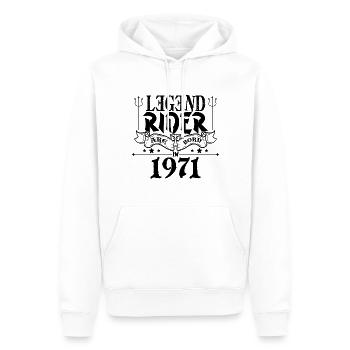 Legend rider Are born in 1971 - Sweat à capuche Premium bio Homme - blanc - Devant - Nico (187cm)