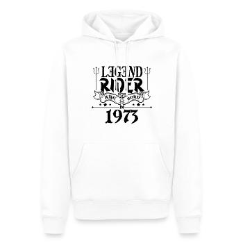 Legend rider Are born in 1975 - Sweat à capuche Premium bio Homme - blanc - Devant - Nico (187cm)