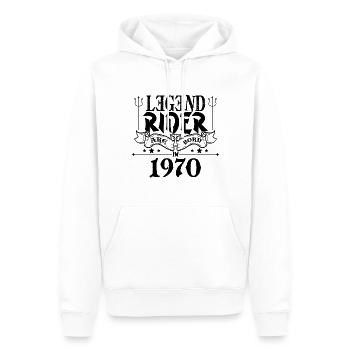 Legend rider Are born in 1970 - Sweat à capuche Premium bio Homme - blanc - Devant - Nico (187cm)
