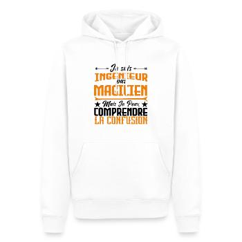 je suis Ingénieur pas magicien - Sweat à capuche Premium bio Homme - blanc - Devant - Nico (187cm)