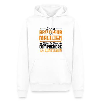 je suis Bricoleur pas magicien - Sweat à capuche Premium bio Homme - blanc - Devant - Nico (187cm)