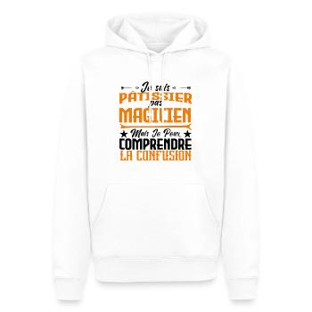 Pâtissier pas magicien - Sweat à capuche Premium bio Homme - blanc - Devant - Nico (187cm)