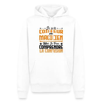 Je suis Coiffeur pas Magicien. - Sweat à capuche Premium bio Homme - blanc - Devant - Nico (187cm)