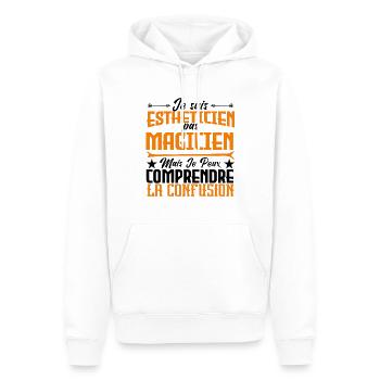 Je suis Esthéticienne, pas Magicienne - Sweat à capuche Premium bio Homme - blanc - Devant - Nico (187cm)