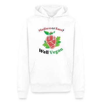 Medium or Rare? Well Vegan - Männer Premium Bio Hoodie - Weiß - Vorne - Nico (187cm)