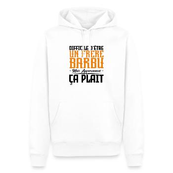 frère barbu, citations barbe, Idée cadeau frère. - Sweat à capuche Premium bio Homme - blanc - Devant - Nico (187cm)