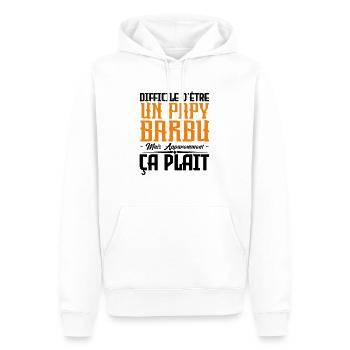 papy barbu, citations barbe, Idée cadeau papy - Sweat à capuche Premium bio Homme - blanc - Devant - Nico (187cm)