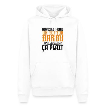 Tonton barbu, citations barbe, Idée cadeau oncle - Sweat à capuche Premium bio Homme - blanc - Devant - Nico (187cm)