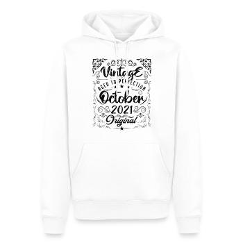 Vintage BORN IN OCTOBER 2021- anniversary gift. - Sweat à capuche Premium bio Homme - blanc - Devant - Nico (187cm)