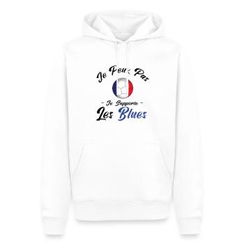 je peux pas , je supporte les bleus. France - Sweat à capuche Premium bio Homme - blanc - Devant - Nico (187cm)