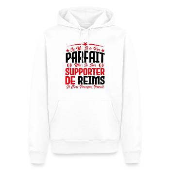 je ne suis pas parfait, supporteur de Reims. - Sweat à capuche Premium bio Homme - blanc - Devant - Nico (187cm)