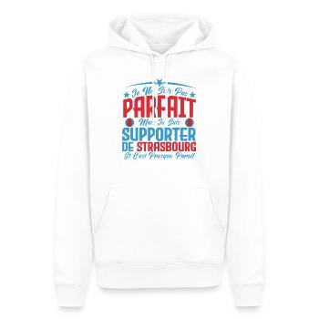 je ne suis pas parfait, supporteur de Strasbourg. - Sweat à capuche Premium bio Homme - blanc - Devant - Nico (187cm)