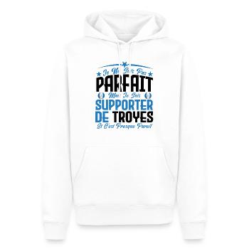 je ne suis pas parfait, supporteur de Troyes. - Sweat à capuche Premium bio Homme - blanc - Devant - Nico (187cm)