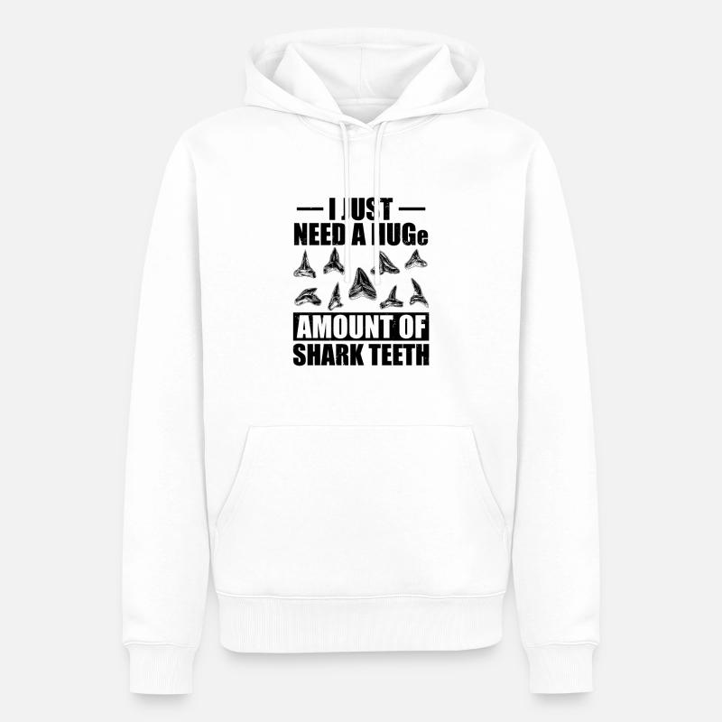 Collecte de dents de requin - Sweat à capuche Premium bio Homme - blanc