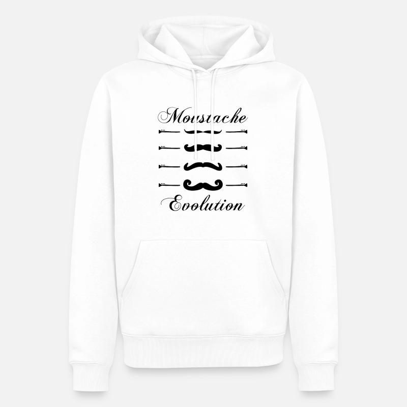 moustaches évolution, Idée cadeau d'élégance. - Sweat à capuche Premium bio Homme - blanc