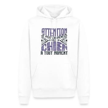Avertissement, chien à tout moment. - Sweat à capuche Premium bio Homme - blanc - Devant - Nico (187cm)