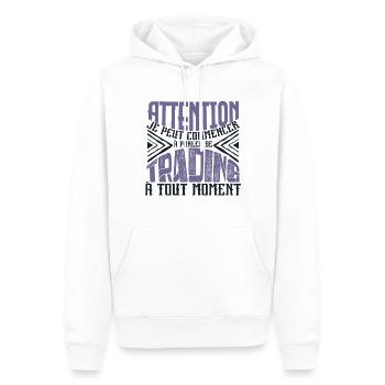 Avertissement, trading à tout moment. - Sweat à capuche Premium bio Homme - blanc - Devant - Nico (187cm)