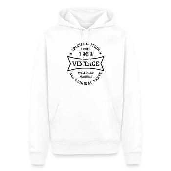 Vintage 60. Geburtstag Jahrgang 1963 Geschenkidee - Männer Premium Bio Hoodie - Weiß - Vorne - Nico (187cm)