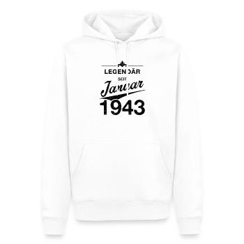 80. Geburtstag Legendär Januar 1943 Jahrgang 43 - Männer Premium Bio Hoodie - Weiß - Vorne - Nico (187cm)