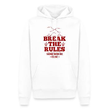 Break The Rules Somewhere Else - Lustiger Spruch - Männer Premium Bio Hoodie - Weiß - Vorne - Nico (187cm)