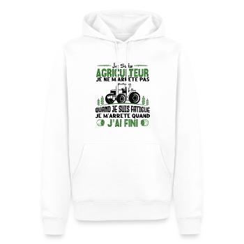 Je suis agriculteur je ne m'arrête pas agriculteur - Sweat à capuche Premium bio Homme - blanc - Devant - Nico (187cm)