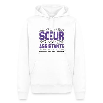 J'ai deux titres Sœur et Assistante Cadeau soeur . - Sweat à capuche Premium bio Homme - blanc - Devant - Nico (187cm)