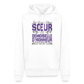 J'ai deux titres Sœur et demoiselle d'honneur . - Sweat à capuche Premium bio Homme - blanc - Devant - Nico (187cm)