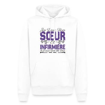 J'ai deux titres Sœur et Infirmière Cadeau soeur . - Sweat à capuche Premium bio Homme - blanc - Devant - Nico (187cm)