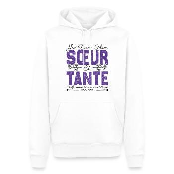 J'ai deux titres Sœur et tante. Cadeau soeur. - Sweat à capuche Premium bio Homme - blanc - Devant - Nico (187cm)
