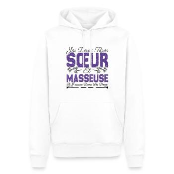 J'ai deux titres Sœur et Masseuse. Cadeau soeur. - Sweat à capuche Premium bio Homme - blanc - Devant - Nico (187cm)