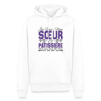J'ai deux titres Sœur et Pâtissière. Cadeau soeur. - Sweat à capuche Premium bio Homme - blanc - Devant - Nico (187cm)