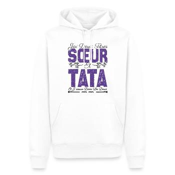 J'ai deux titres Sœur et tata. Cadeau soeur. - Sweat à capuche Premium bio Homme - blanc - Devant - Nico (187cm)
