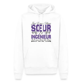 J'ai deux titres Sœur et Ingénieur. Cadeau soeur. - Sweat à capuche Premium bio Homme - blanc - Devant - Nico (187cm)