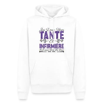 J'ai deux titres tante et Infermière. Cadeau . - Sweat à capuche Premium bio Homme - blanc - Devant - Nico (187cm)