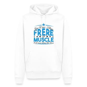 J'ai deux titres frère et Muscle. Cadeau frère. - Sweat à capuche Premium bio Homme - blanc - Devant - Nico (187cm)