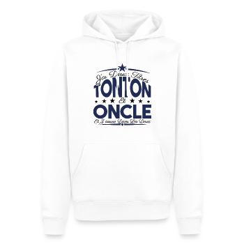 J'ai deux titres tonton et Oncle. Cadeau tonton. - Sweat à capuche Premium bio Homme - blanc - Devant - Nico (187cm)