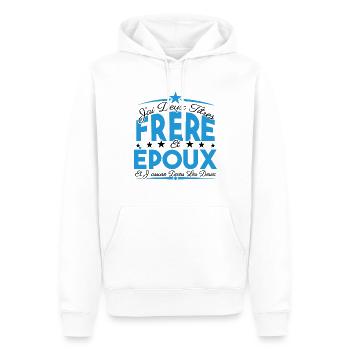 J'ai deux titres frère et Epoux. Cadeau frère - Sweat à capuche Premium bio Homme - blanc - Devant - Nico (187cm)