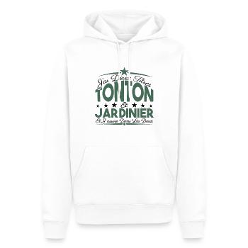 J'ai deux titres tonton et Jardinier Cadeau tonton - Sweat à capuche Premium bio Homme - blanc - Devant - Nico (187cm)