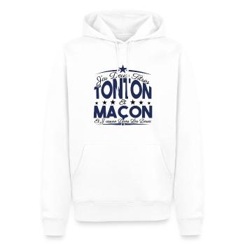 J'ai deux titres tonton et Maçon. Cadeau tonton. - Sweat à capuche Premium bio Homme - blanc - Devant - Nico (187cm)