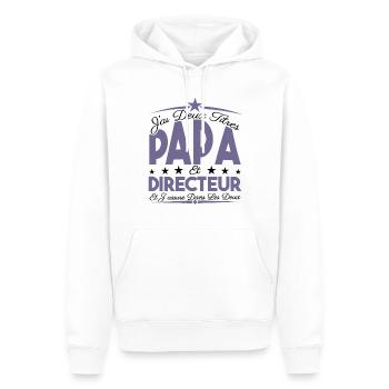 J'ai deux titres Papa et directeur, Cadeau Papa. - Sweat à capuche Premium bio Homme - blanc - Devant - Nico (187cm)
