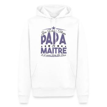J'ai deux titres Papa et Maître, Cadeau Papa. - Sweat à capuche Premium bio Homme - blanc - Devant - Nico (187cm)