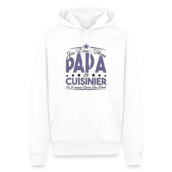 J'ai deux titres Papa et Cuisinier, Cadeau Papa. - Sweat à capuche Premium bio Homme - blanc - Devant - Nico (187cm)