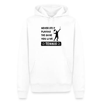 N’arrêtez jamais de jouer au jeu Tennis Gift - Sweat à capuche Premium bio Homme - blanc - Devant - Nico (187cm)