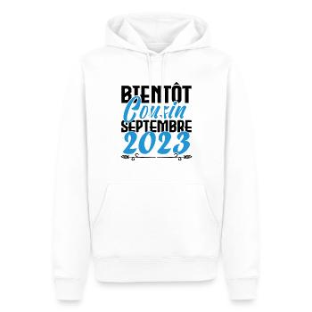 Annonce grossesse. bientôt Cousin Septembre 2023. - Sweat à capuche Premium bio Homme - blanc - Devant - Nico (187cm)