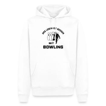 Das Leben ist besser mit Bowling Spruch Geschenk - Männer Premium Bio Hoodie - Weiß - Vorne - Nico (187cm)
