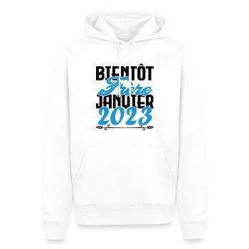 Annonce grossesse. bientôt Frère Janvier 2023. - Sweat à capuche Premium bio Homme - blanc - Devant - Nico (187cm)