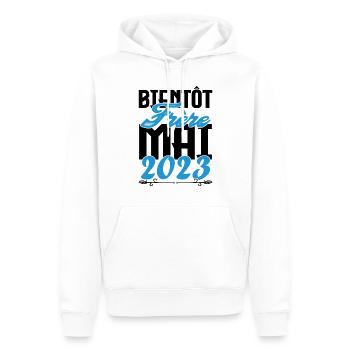 Cadeau Annonce grossesse. bientôt Frère Mai 2023. - Sweat à capuche Premium bio Homme - blanc - Devant - Nico (187cm)