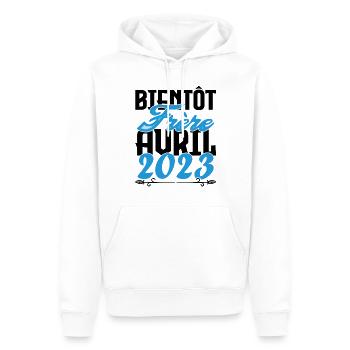 Cadeau Annonce grossesse bientôt Frère Avril 2023. - Sweat à capuche Premium bio Homme - blanc - Devant - Nico (187cm)