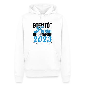 Annonce grossesse. bientôt Frère Décembre 2023. - Sweat à capuche Premium bio Homme - blanc - Devant - Nico (187cm)